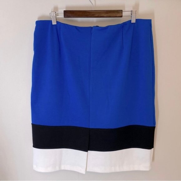 Addition Elle royal blue, black & white striped pencil skirt. Women's size 16 - Picture 2 of 10